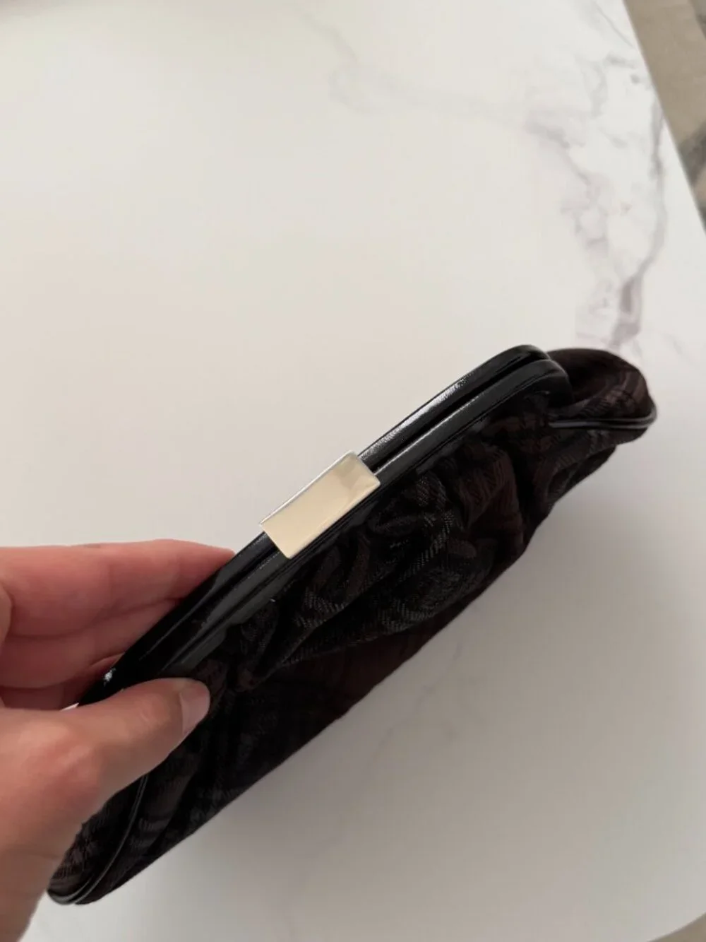 Banana Republic Black Clutch Evening Bag Ruched Textured Formal Purse